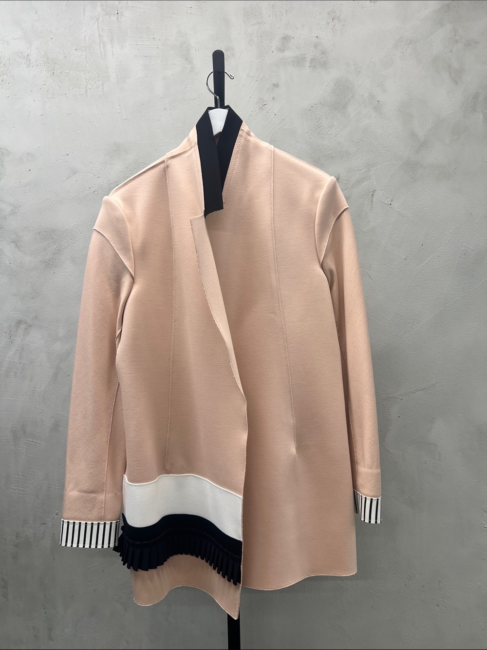 Elegant Women's Blush Pink Jacket with Contrast Trim